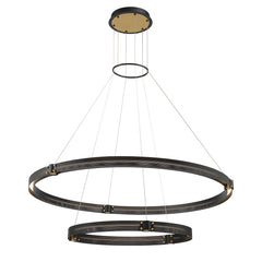 Eurofase Admiral 48" 2-Light LED Chandelier, Gold-Black Mix, front view