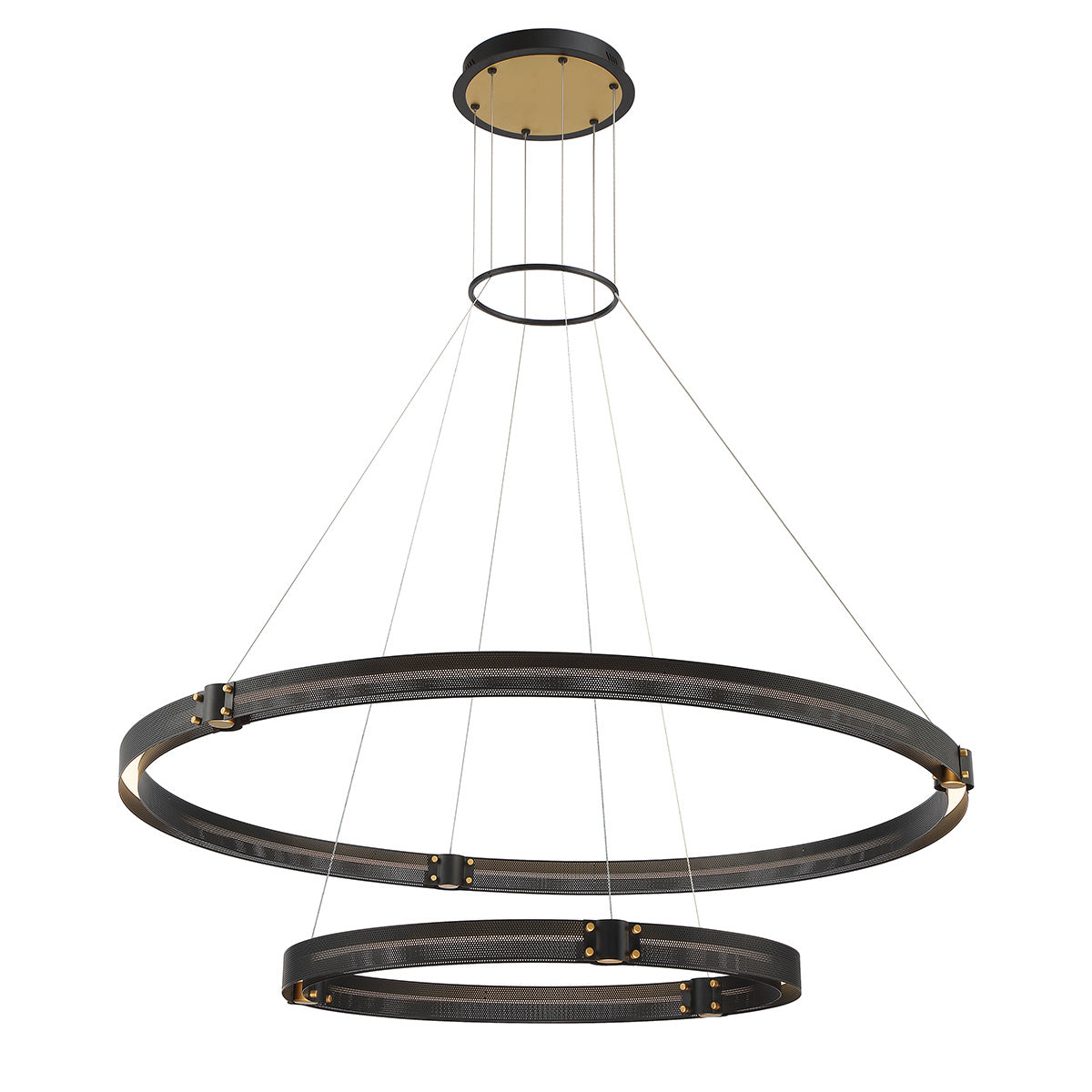 Eurofase Admiral 48" 2-Light LED Chandelier, Gold-Black Mix, front view