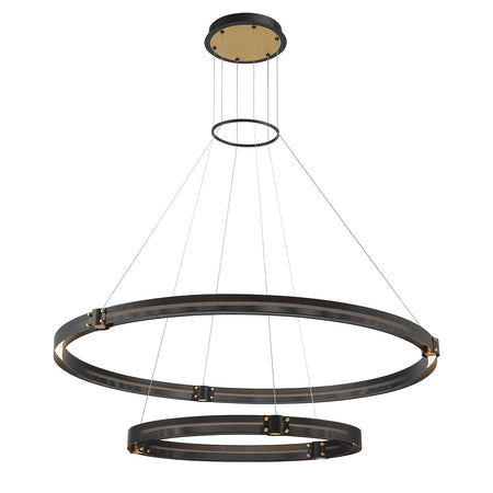 Eurofase Admiral 48" 2-Light LED Chandelier, Gold-Black Mix, front view