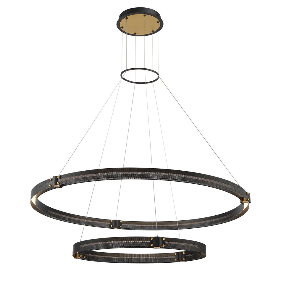 Eurofase Admiral 48" 2-Light LED Chandelier, Gold-Black Mix, front view