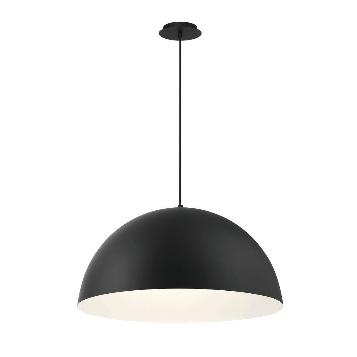 Eurofase Laverton 24" LED Pendant, Matte Black with Black Steel, front view