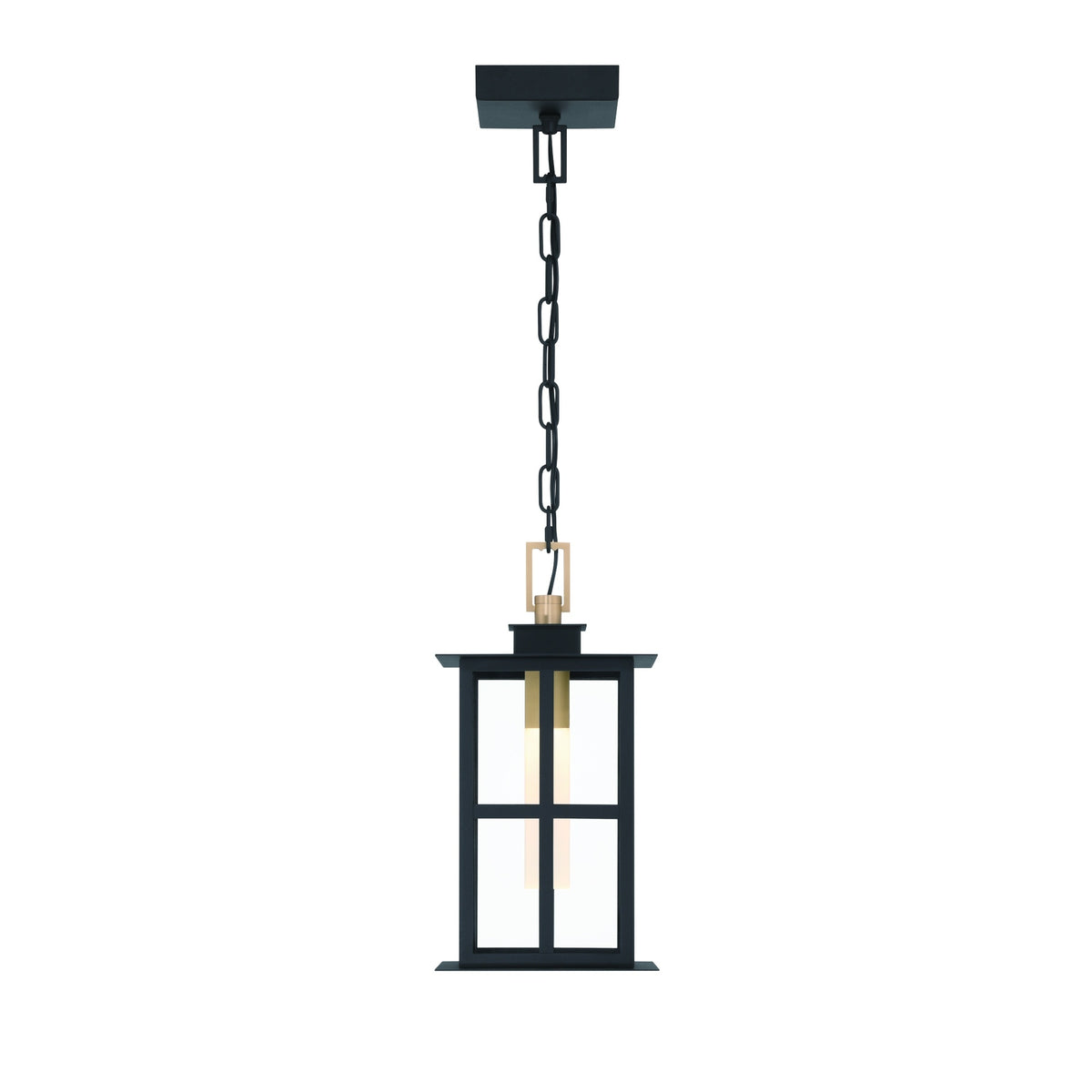 Eurofase Greyson 16" LED Outdoor Wall Light, Brass-Black Mix with Clear Glass, front view