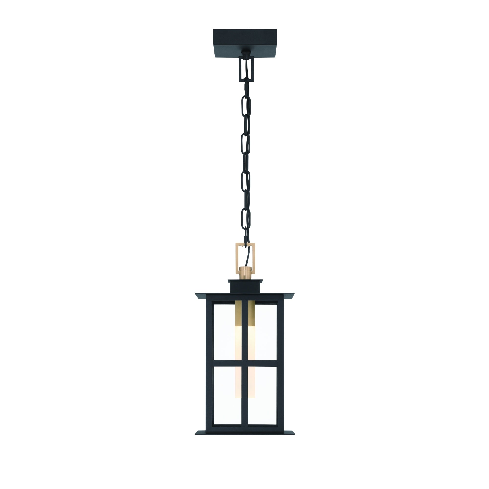 Eurofase Greyson 16" LED Outdoor Wall Light, Brass-Black Mix with Clear Glass, front view