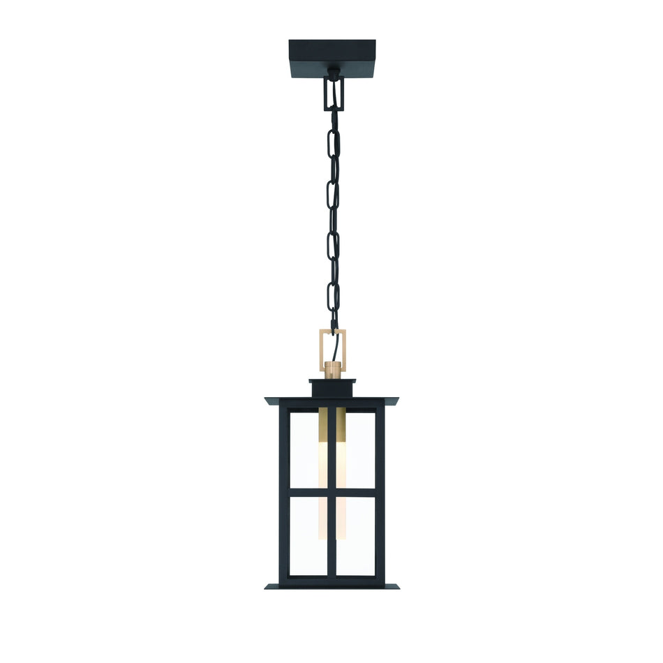 Eurofase Greyson 16" LED Outdoor Wall Light, Brass-Black Mix with Clear Glass, front view