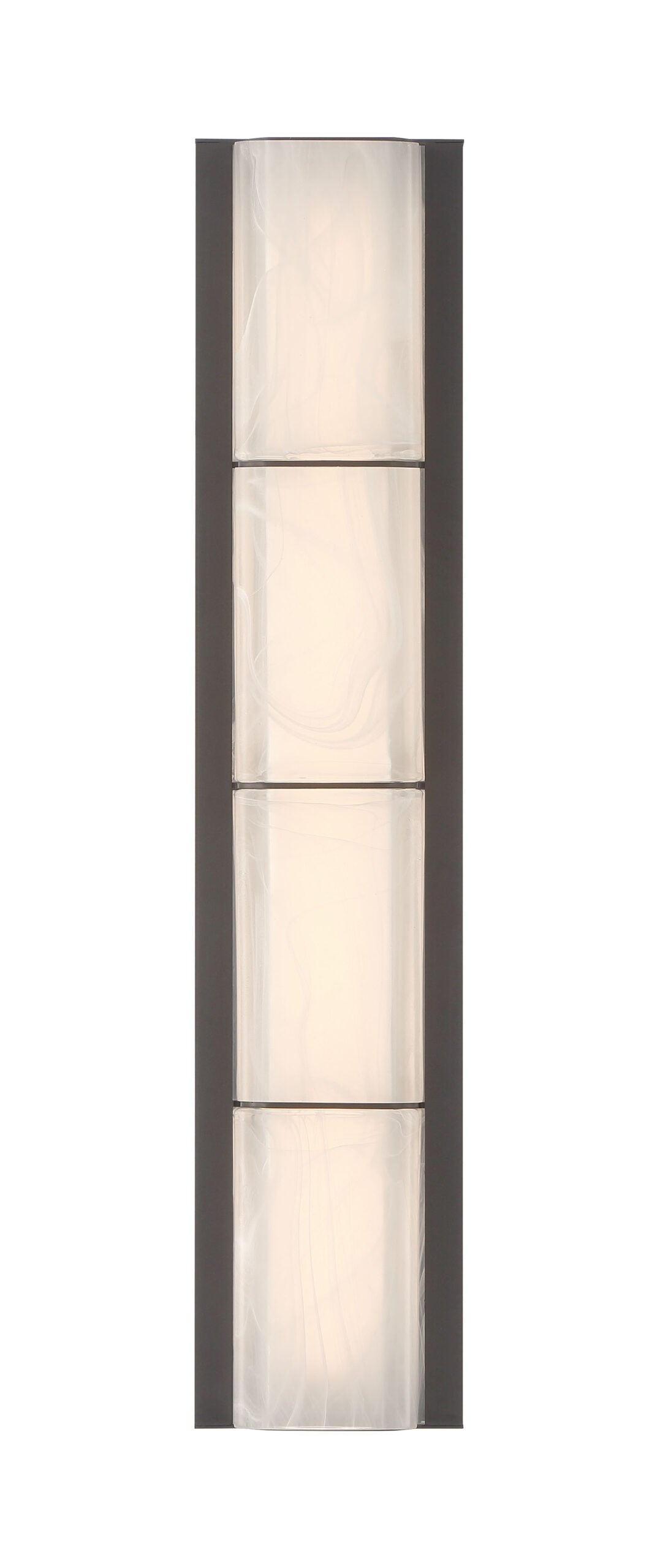 Eurofase Gibraltar 25" LED Outdoor Wall Light, Sand Bronze with White Strie Glass, front view