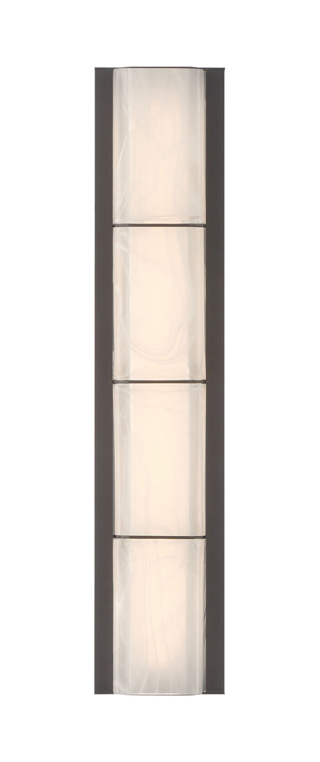 Eurofase Gibraltar 25" LED Outdoor Wall Light, Sand Bronze with White Strie Glass, front view