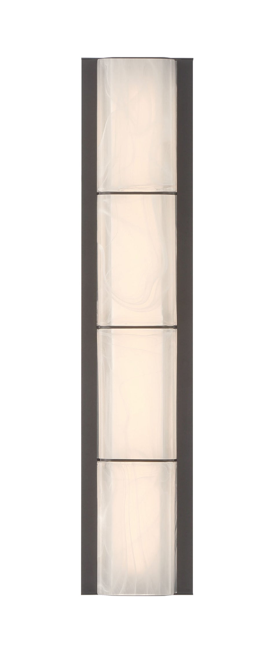 Eurofase Gibraltar 25" LED Outdoor Wall Light, Sand Bronze with White Strie Glass, front view