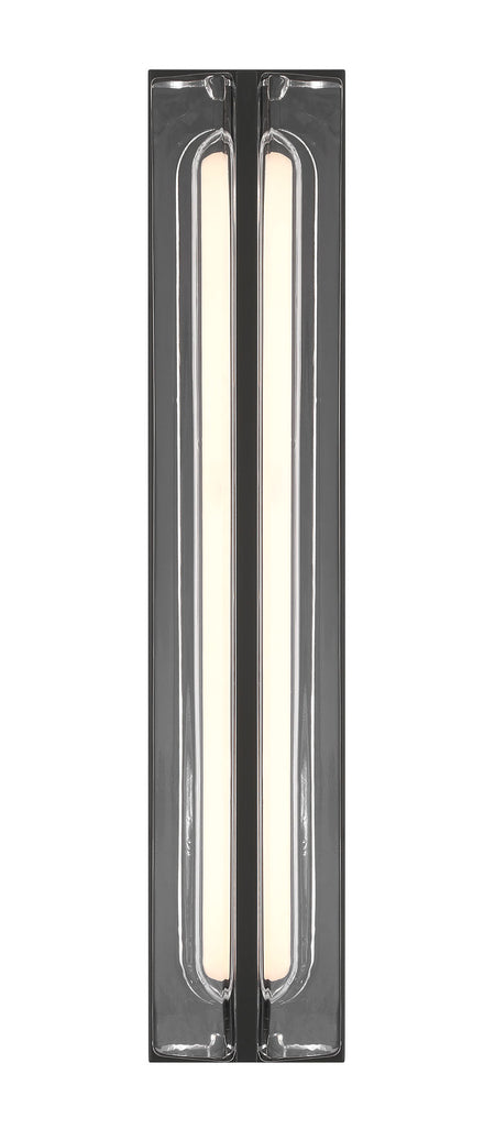 Eurofase Langferd 24" LED Outdoor Wall Light, Matte Black with Clear Glass, front view