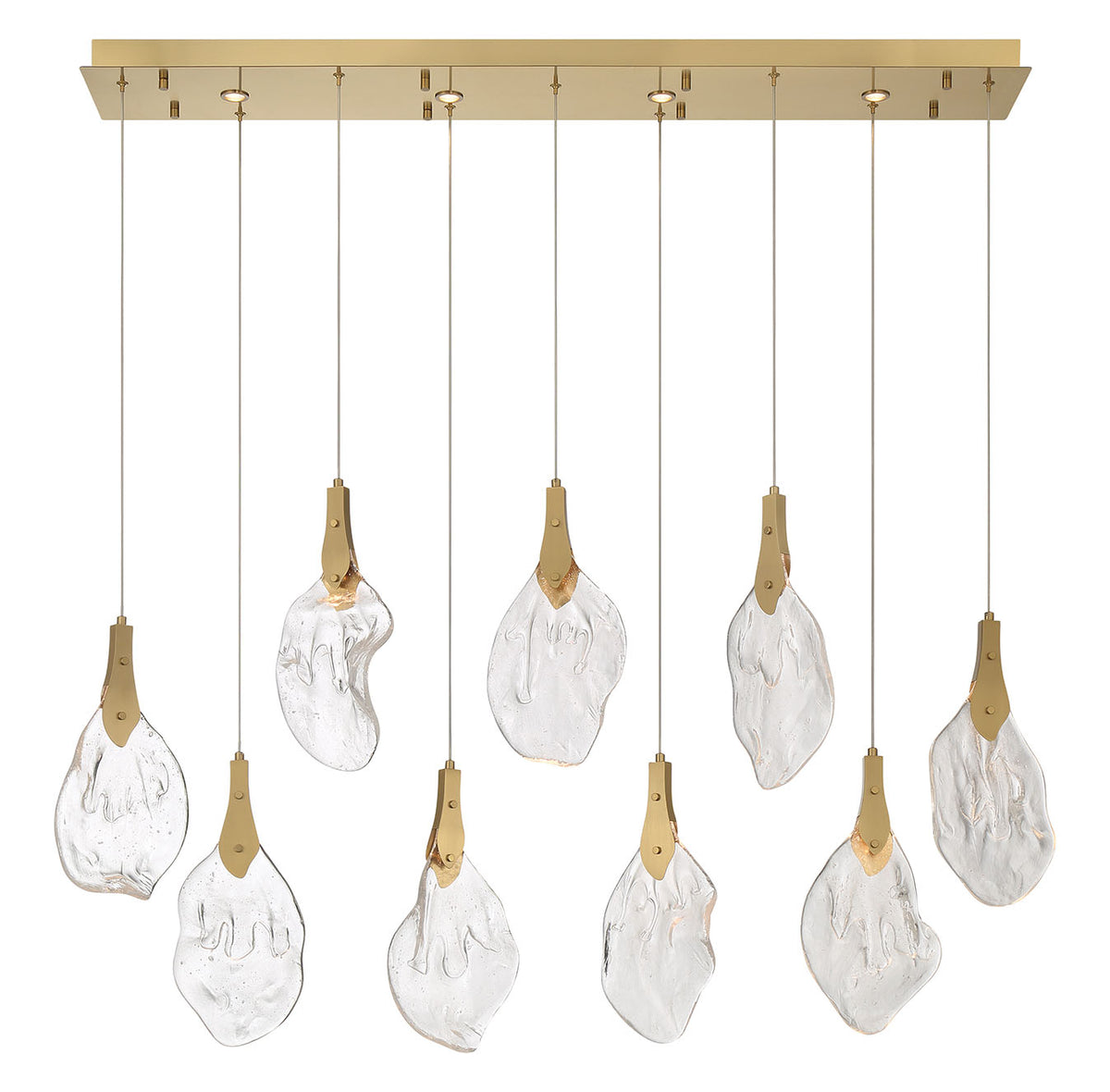 Eurofase Jateo 51" 13-Light LED Chandelier, Gold with Clear Glass, front view