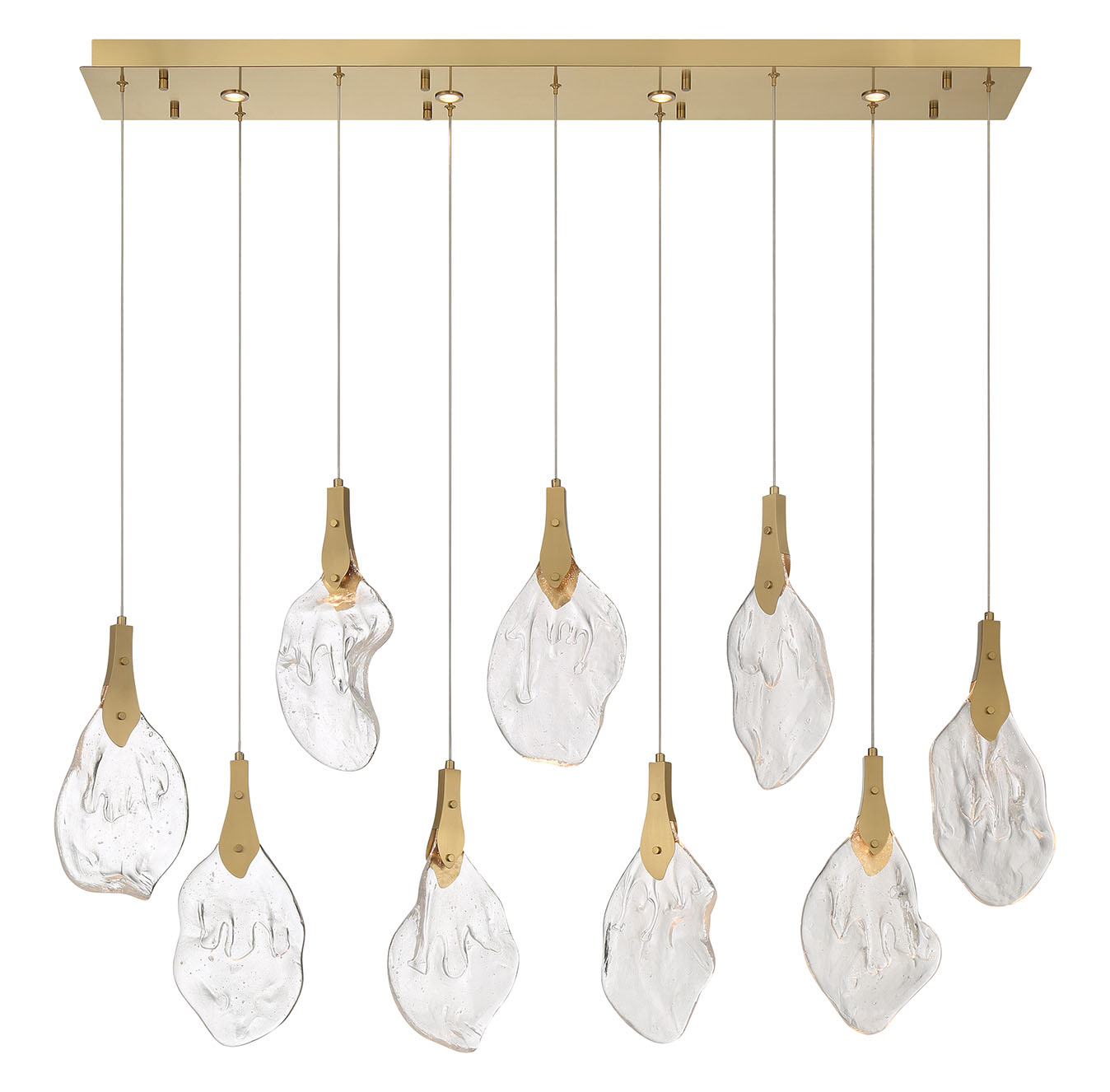 Eurofase Jateo 51" 13-Light LED Chandelier, Gold with Clear Glass, front view