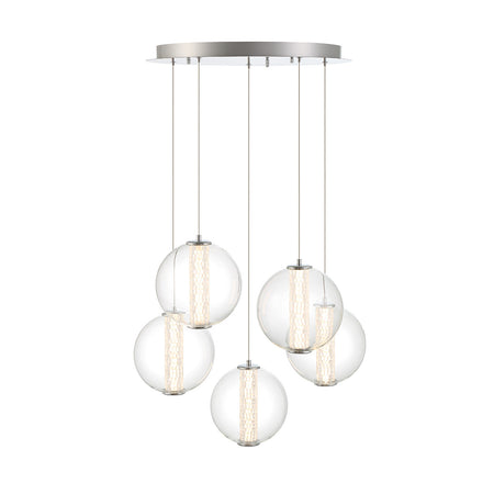 Eurofase Atomo 26" 5-Light Chandelier, Chrome with Clear Glass, front view