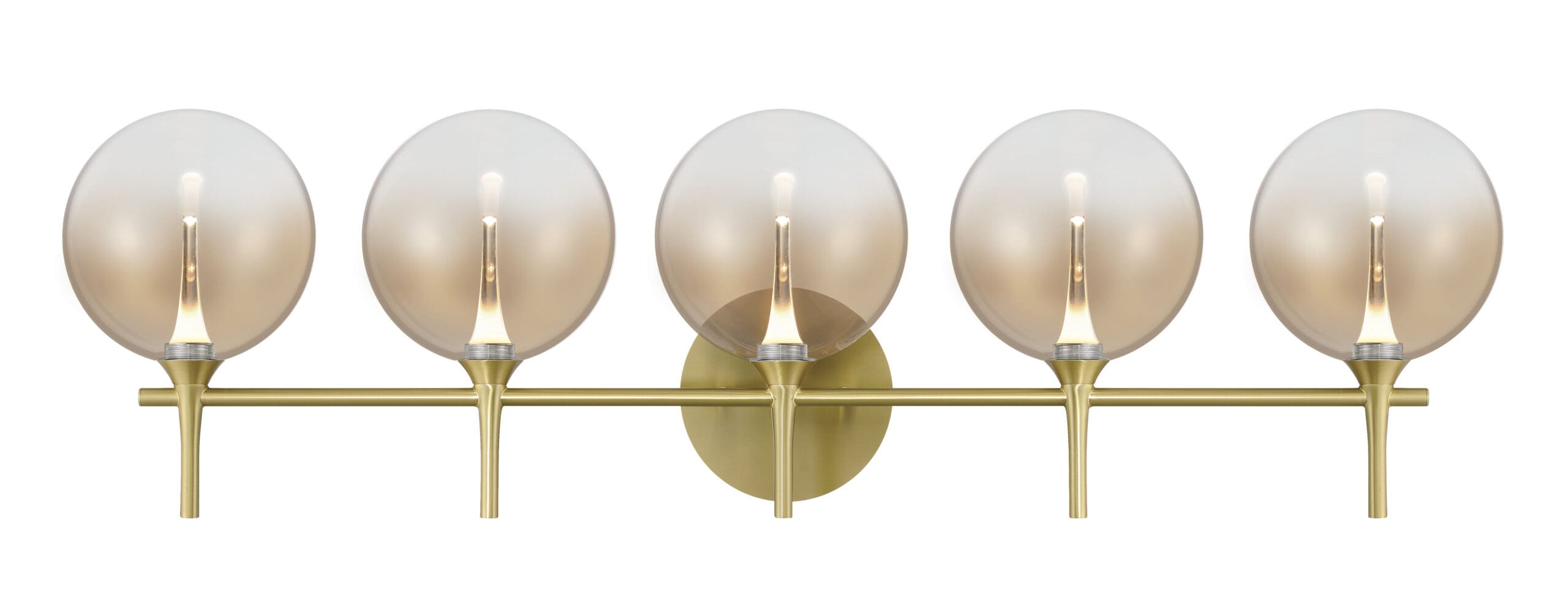 Eurofase Iissa 5-Light LED Vanity, Gold with Amber Glass, front view