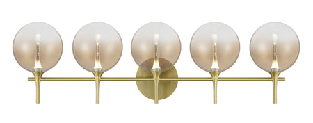 Eurofase Iissa 5-Light LED Vanity, Gold with Amber Glass, front view