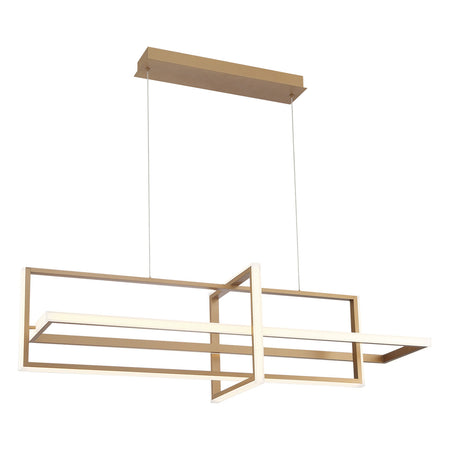 Eurofase Bordo 56" 3-Light LED Chandelier, Satin Gold Paint with White Acrylic, front view