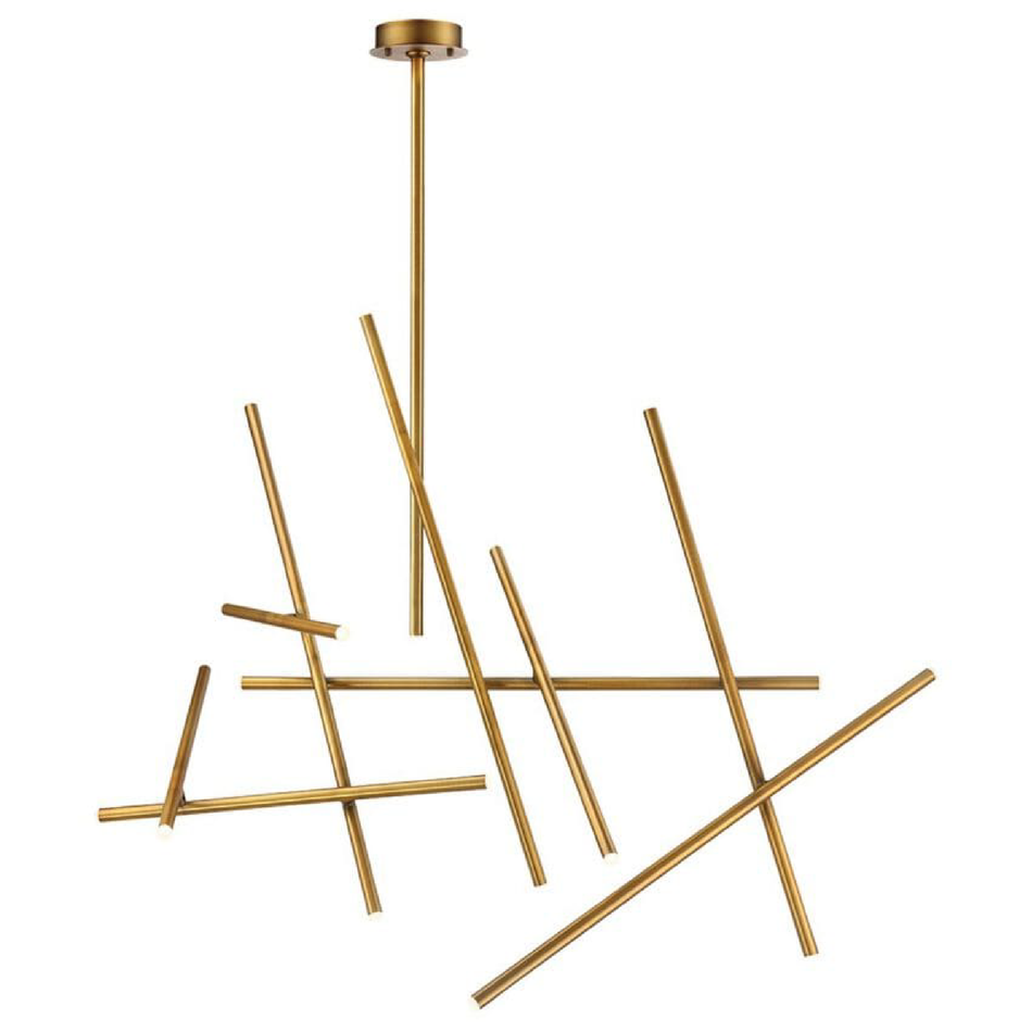 Eurofase Crossroads 59" 18-Light LED Chandelier, Brushed Brass, front view