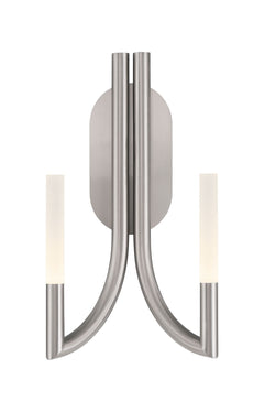 Eurofase Olette 17" 2-Light LED Wall Sconce, Brushed Nickel with Frosted Acrylic, front view