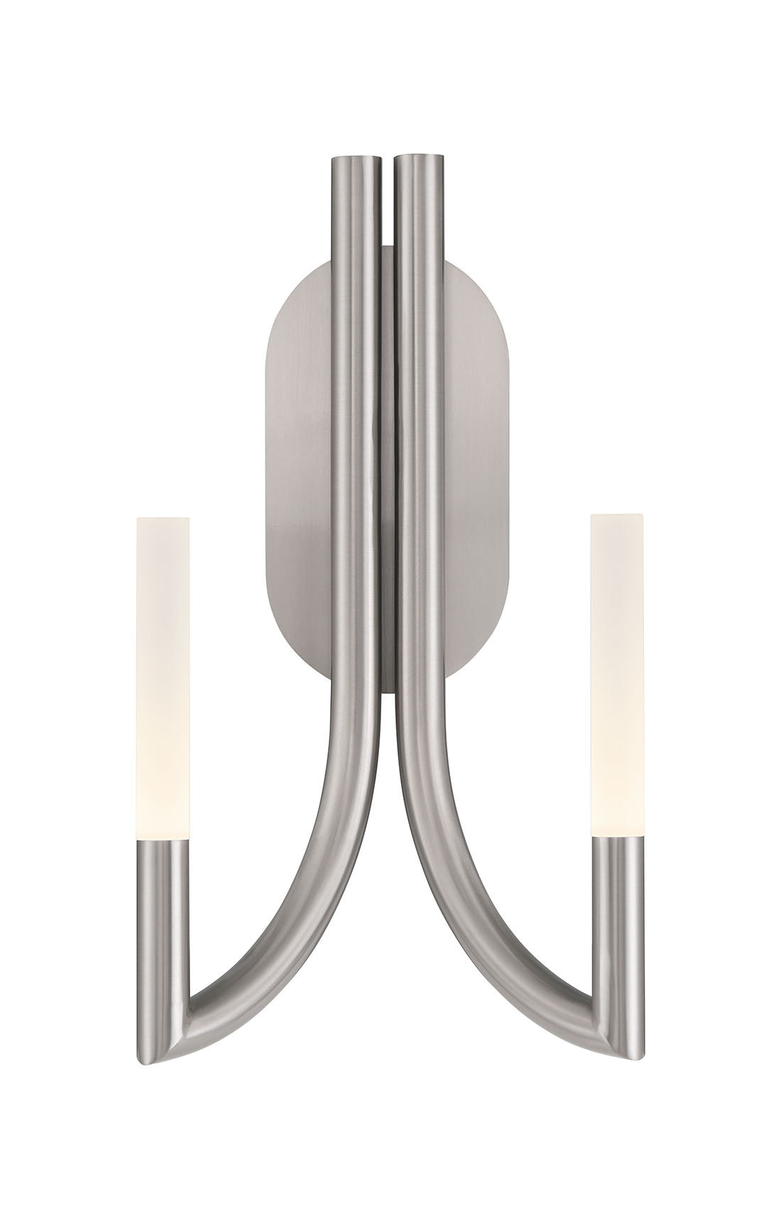 Eurofase Olette 17" 2-Light LED Wall Sconce, Brushed Nickel with Frosted Acrylic, front view