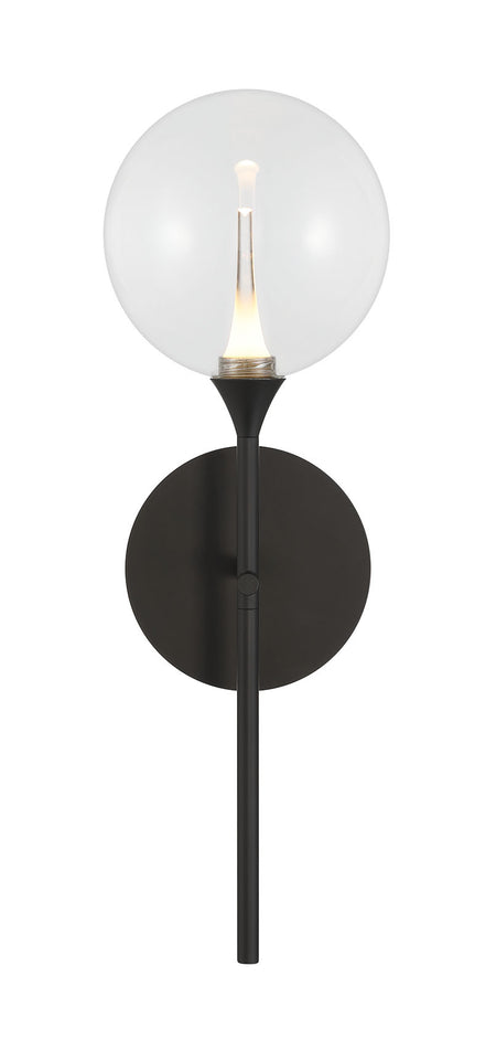 Eurofase Iissa 19" LED Wall Sconce, Matte Black with Clear Glass, front view