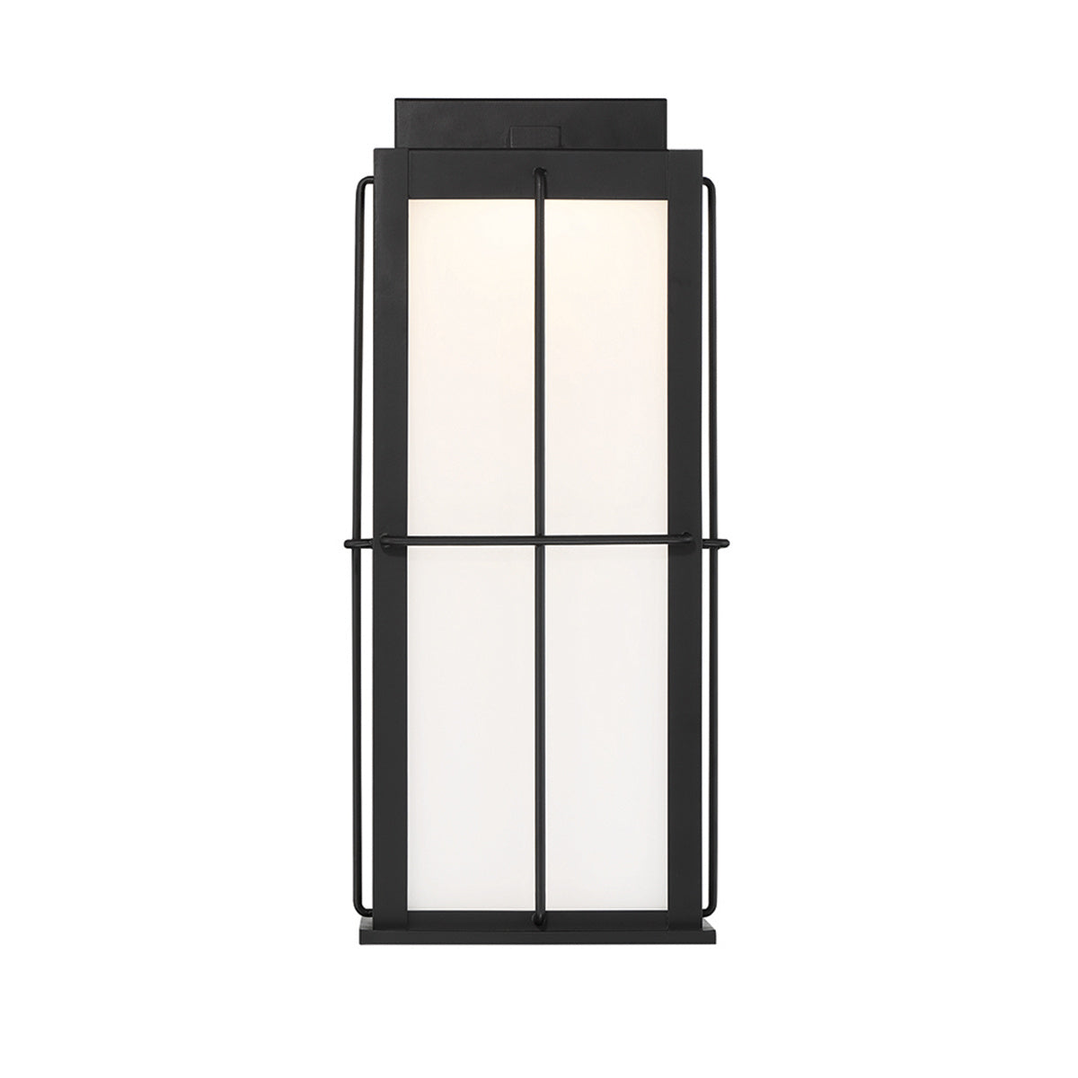 Eurofase Bensa 20" LED Outdoor Wall Light, Matte Black with White Glass, front view