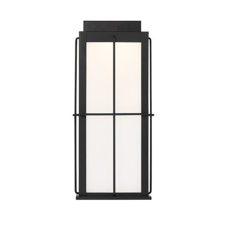 Eurofase Bensa 20" LED Outdoor Wall Light, Matte Black with White Glass, front view