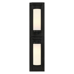 Eurofase Ren 36" 2-Light Outdoor Wall Light, Powder Coat Black with White Glass, front view