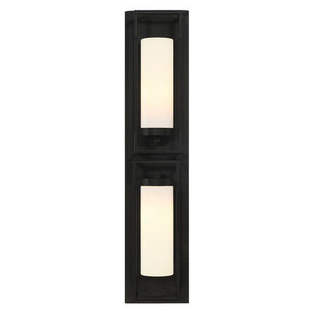 Eurofase Ren 36" 2-Light Outdoor Wall Light, Powder Coat Black with White Glass, front view