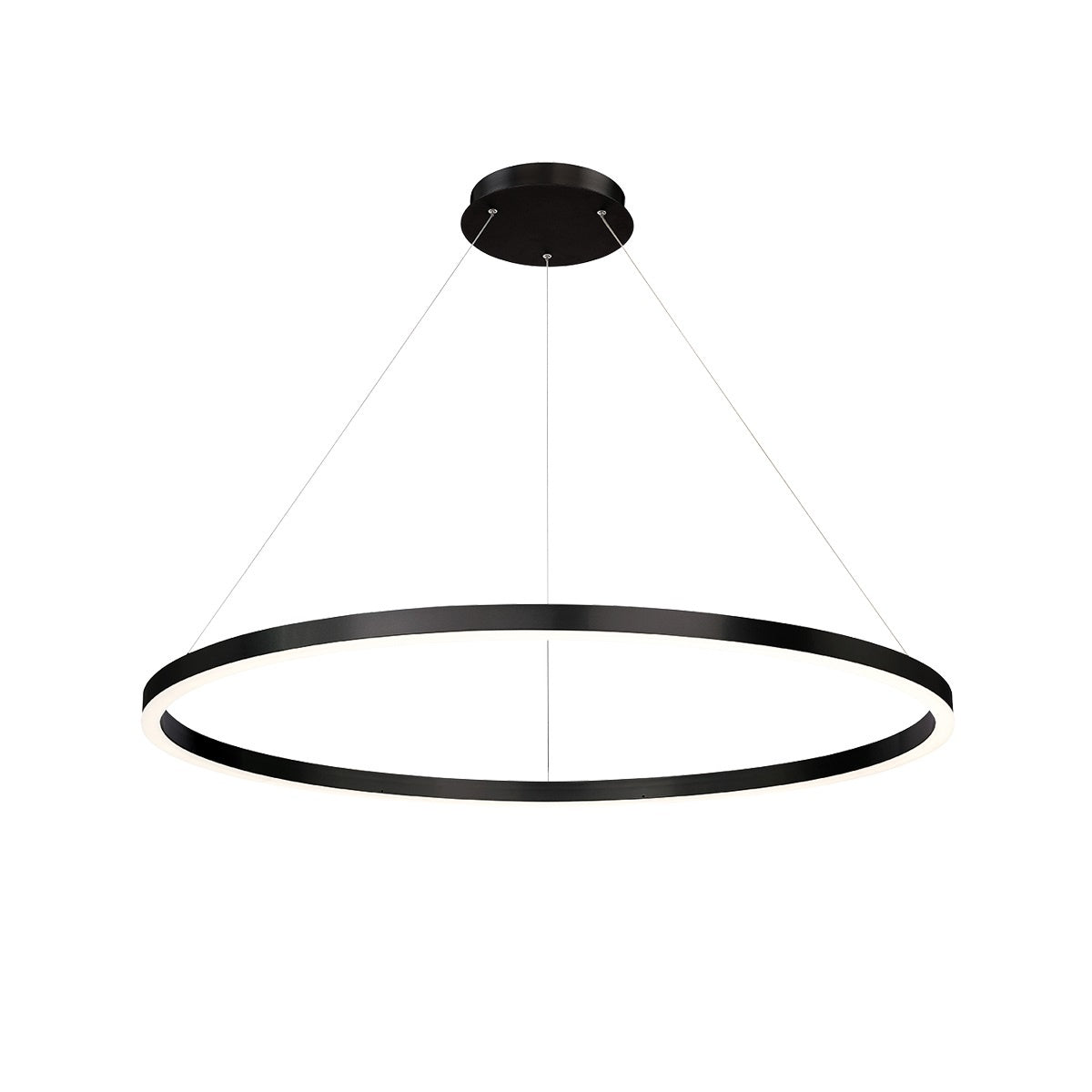 Eurofase Spunto 47" LED Chandelier, Matte Black with White Glass, front view