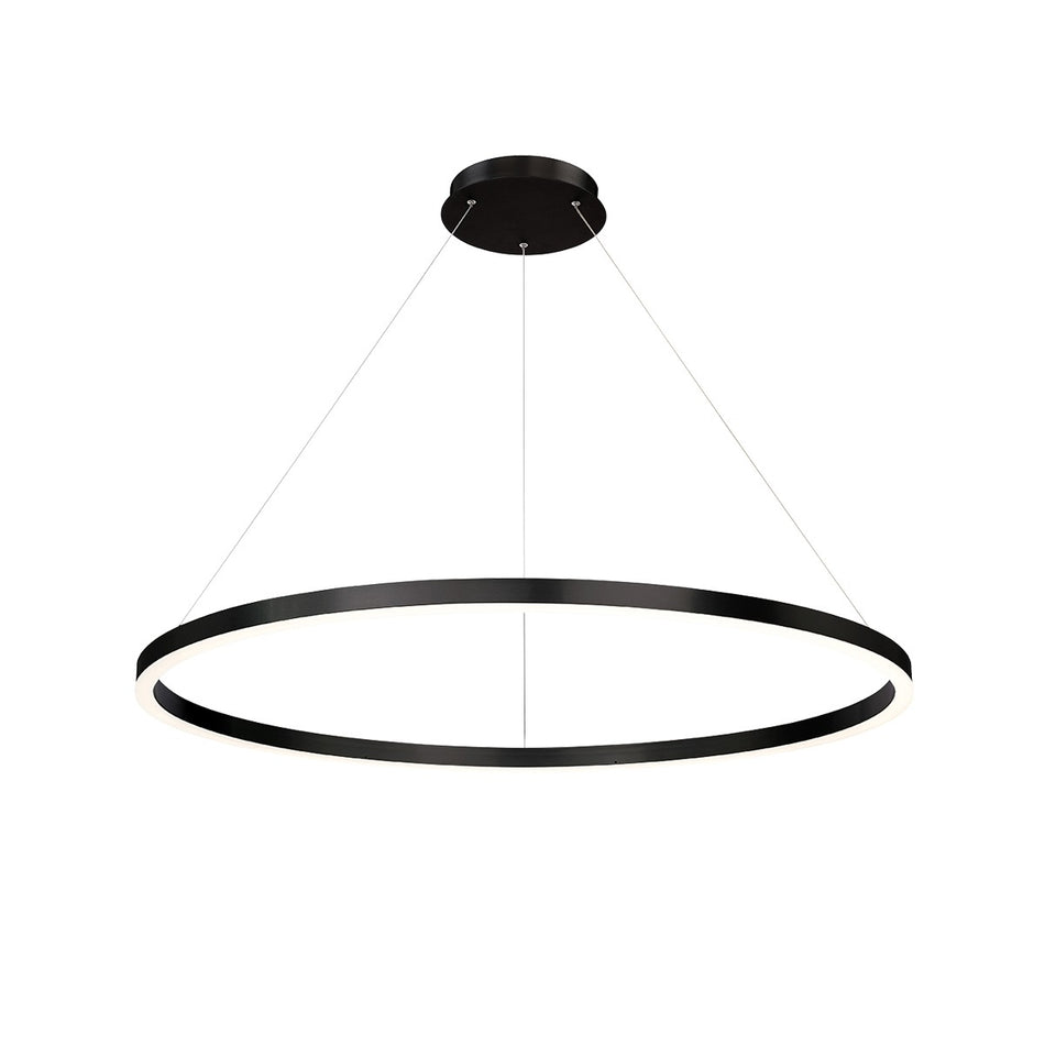 Eurofase Spunto 47" LED Chandelier, Matte Black with White Glass, front view