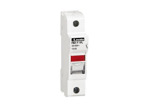 FB01F1PL FUSE HOLDER MIDGET 10X38 1P 690VAC 32A W/INDICATOR, , Lovato - Maple Electric Supply 