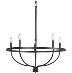 825813BK 5 Lamp Chandelier Black - Maple Electric Supply 