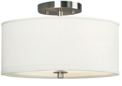 Ansley Semi-Flush Mount - Brushed Nickel, Off-White Linen Shade, 3x60W Bulbs, 14"D x 8.5"H, Non-Dimmable, Ceiling Fixtures, Galaxy Lighting - Maple Electric Supply 