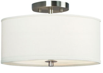 Ansley Semi-Flush Mount - Brushed Nickel, Off-White Linen Shade, 3x60W Bulbs, 14"D x 8.5"H, Non-Dimmable, Ceiling Fixtures, Galaxy Lighting - Maple Electric Supply 