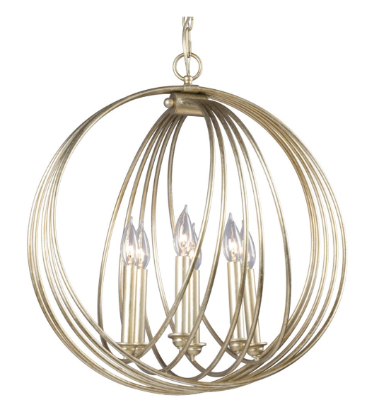 6-Light Chandelier - in Platinum Gold finish, with 3ft Chain - Maple Electric Supply 