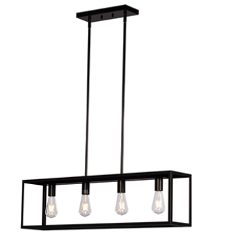 926755BK 4 Lamp Linear Pendant Black with 6",12" & 18" Ext. Rods and Swivel