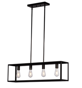 926755BK 4 Lamp Linear Pendant Black with 6",12" & 18" Ext. Rods and Swivel - Maple Electric Supply 