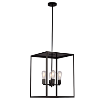 926754BK 4 Lamp Pendant Black with 6",12" & 18" Ext. Rods and Swivel