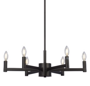 825715BK 6 Lamp Chandelier Black - Maple Electric Supply 