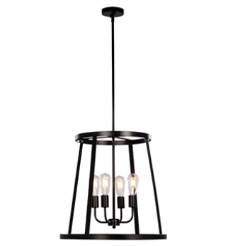 926745BK 4 Lamp Pendant Black with 6",12" & 18" Ext. Rods and Swivel
