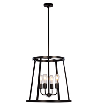 926745BK 4 Lamp Pendant Black with 6",12" & 18" Ext. Rods and Swivel - Maple Electric Supply 