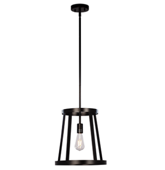 926744BK 1 Lamp Pendant BlacK with 6",12" & 18" Ext. Rods and Swivel