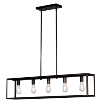 926757BK 5 Lamp linear Pendant Black with 6",12" & 18" Ext. Rods and Swivel