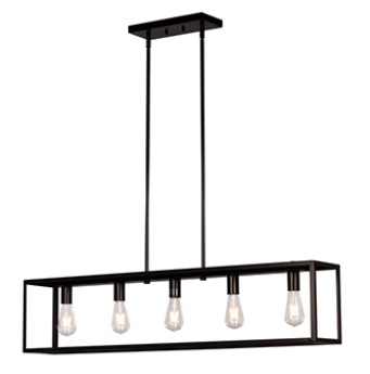 926757BK 5 Lamp linear Pendant Black with 6",12" & 18" Ext. Rods and Swivel - Maple Electric Supply 