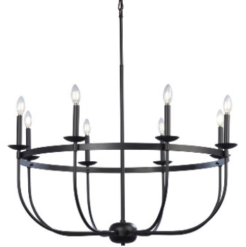 825826BK 8 Lamp Chandelier Black - Maple Electric Supply 