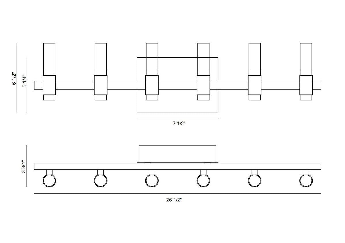 Albany vanity light dimension drawing