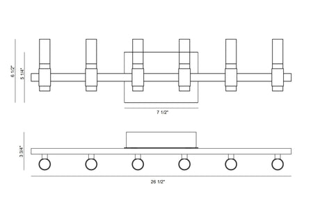 Albany vanity light dimension drawing