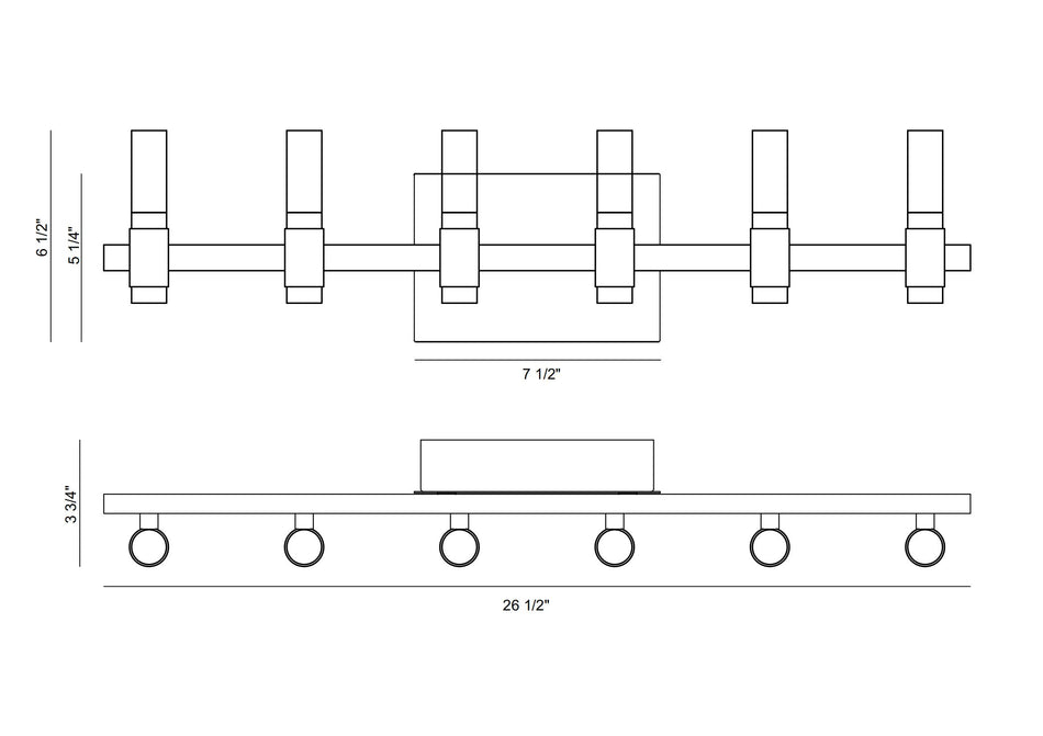 Albany vanity light dimension drawing