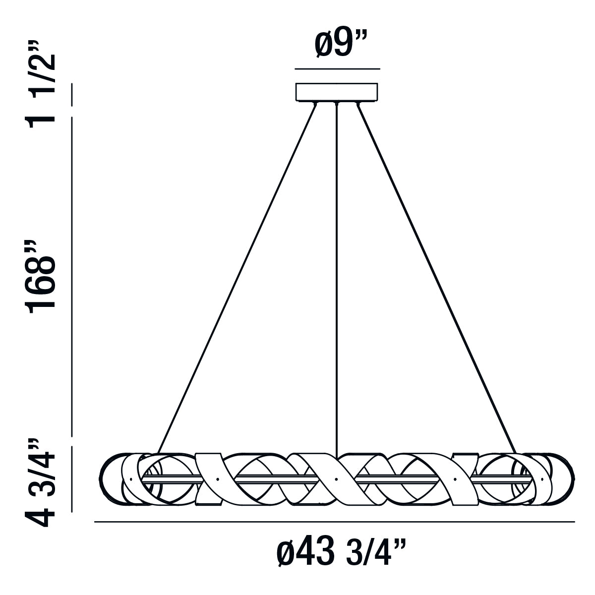 Banderia chandelier dimension drawing