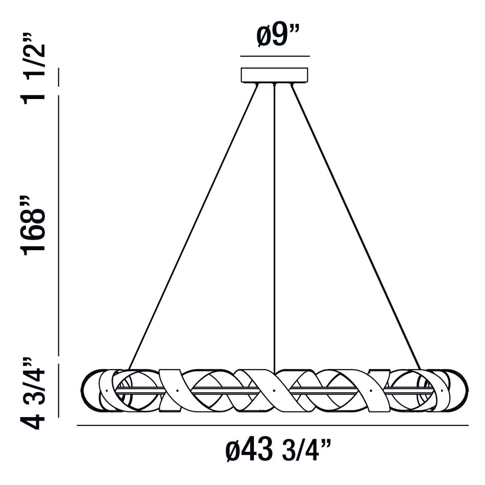 Banderia chandelier dimension drawing