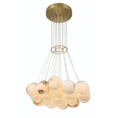 Eurofase Kepler 29.25" 19-Light LED Chandelier, Gold with Alabaster Alabaster, front view