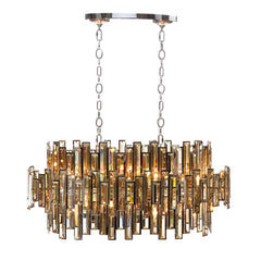 Eurofase Vienna 40.5" 16-Light Chandelier, Chrome with Amber Glass, front view